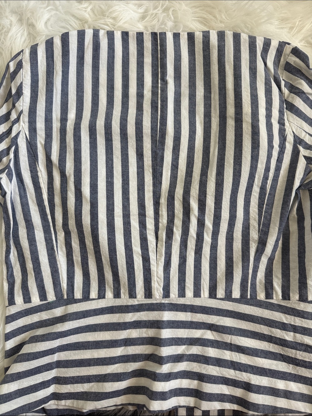 Zara Blue & White Striped Bell Sleeve Open Front Jacket | Size Medium - Picture 8 of 8